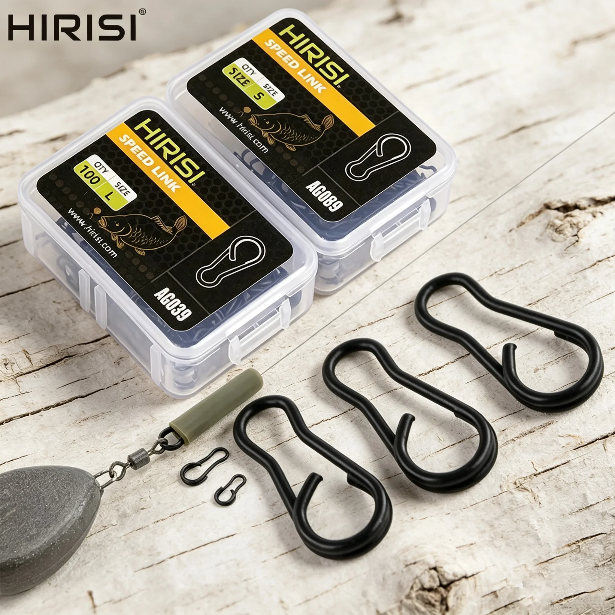 Hirisi Angel-Schnappverschlüsse Speed Links Angelwirbel Schnellwechsel-Karpfen-Tackle-Zubehör Packung mit 100 Stück AG039