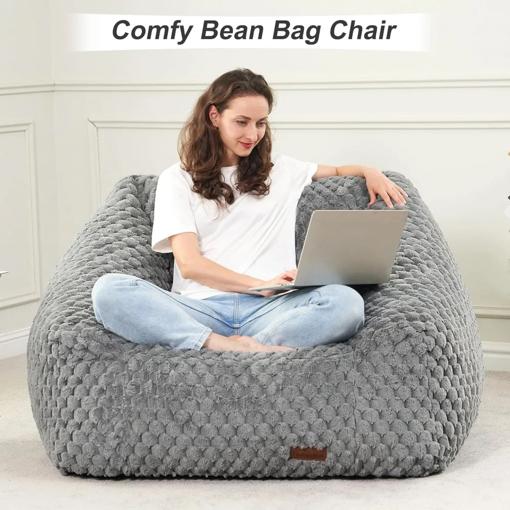 Bean Bag Chairs for Adults Bean Bag Sofa Chair with High Density Memory Foam Chair Lazy with Armrest, Adult Beanb
