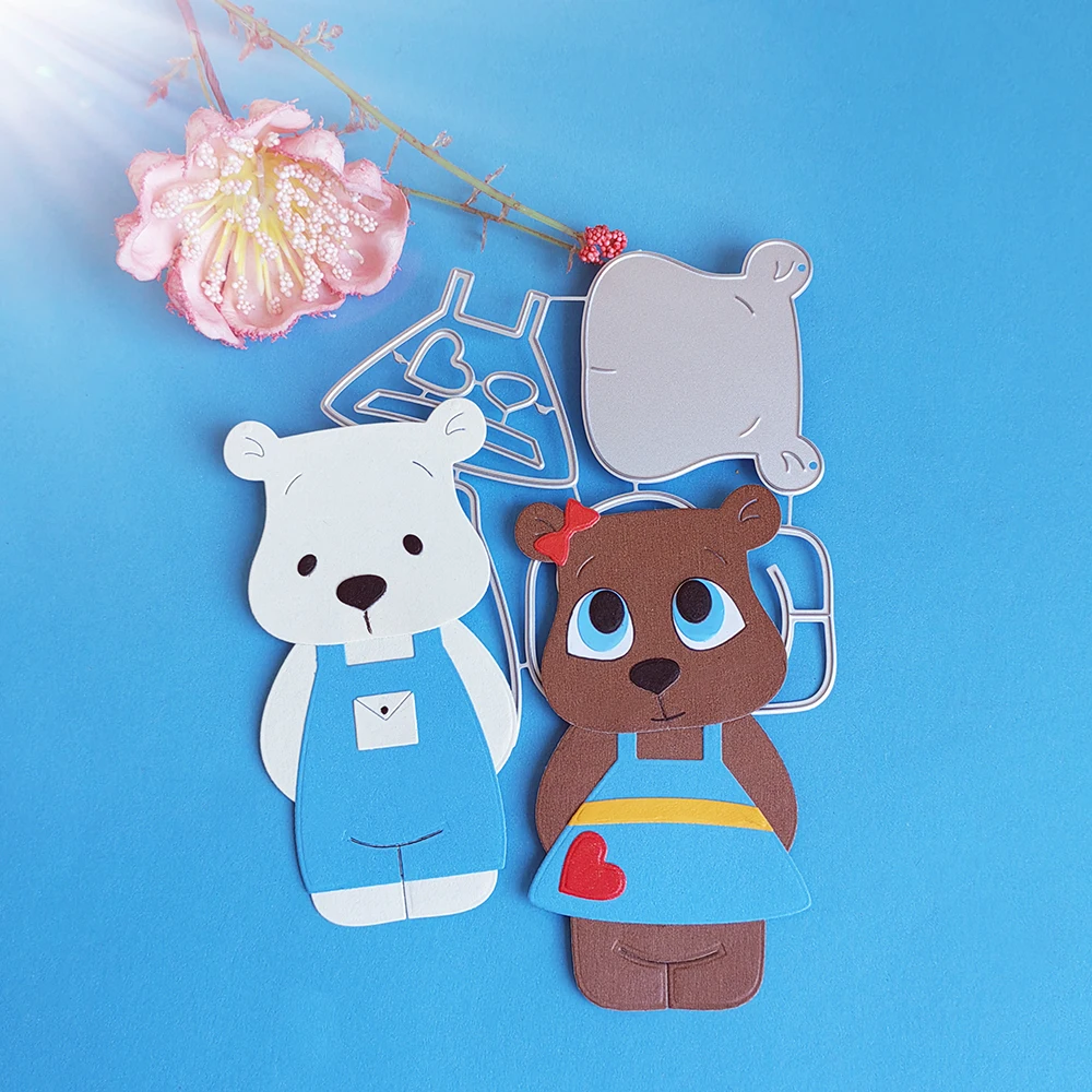 

2 beautiful bears cutting dies for English letters, scrapbooks, reliefs craft stamps, photo album puzzl