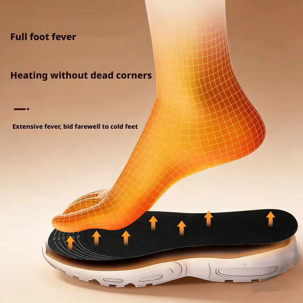 Electric Heating Insoles Adjustable Temperature Foot Warmer for Outdoor Use