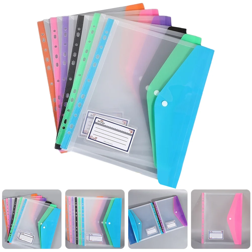 

6 Pcs Binder Clips Snap Button File Bags Pouches Pp Dividers with Pockets Holders Folders Student Use Portable Documents