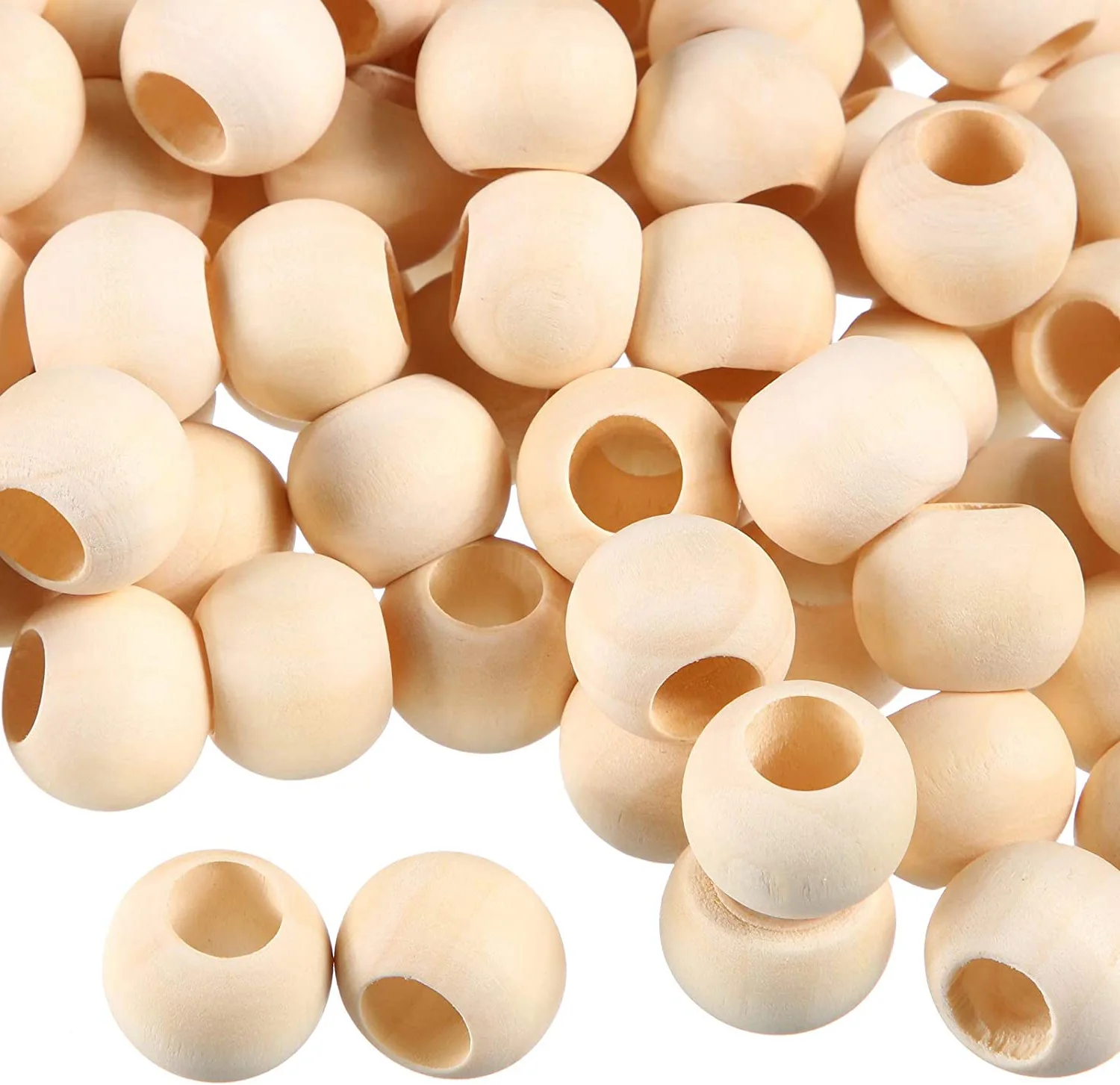 

Pandahall 20mm Large Hole Natural Wooden Beads Spacer Big Round Ball Unfinished Wood Beads for DIY Bracelet Jewelry Making Craft