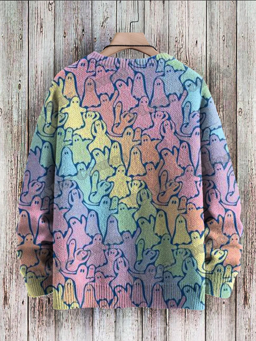 Halloween Rainbow Ghosts Retro Art Pattern 3D Printed Men's