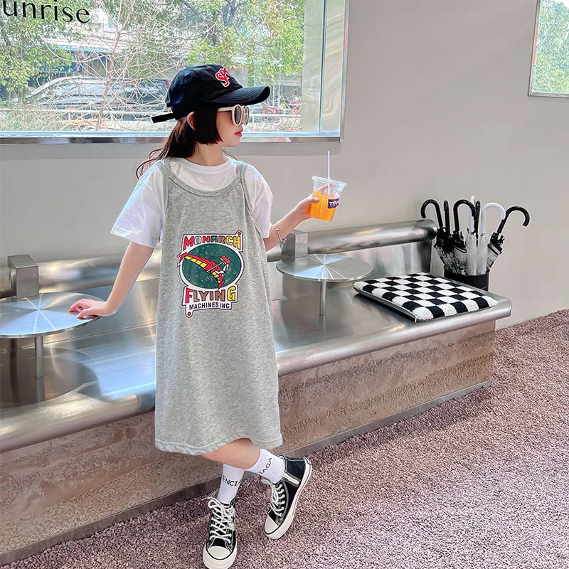 

Girls Skirt Clothes Set Summer 8 10 years Sundress 2 pieces Outfits Fashion Casual Teenage Girls Clothing