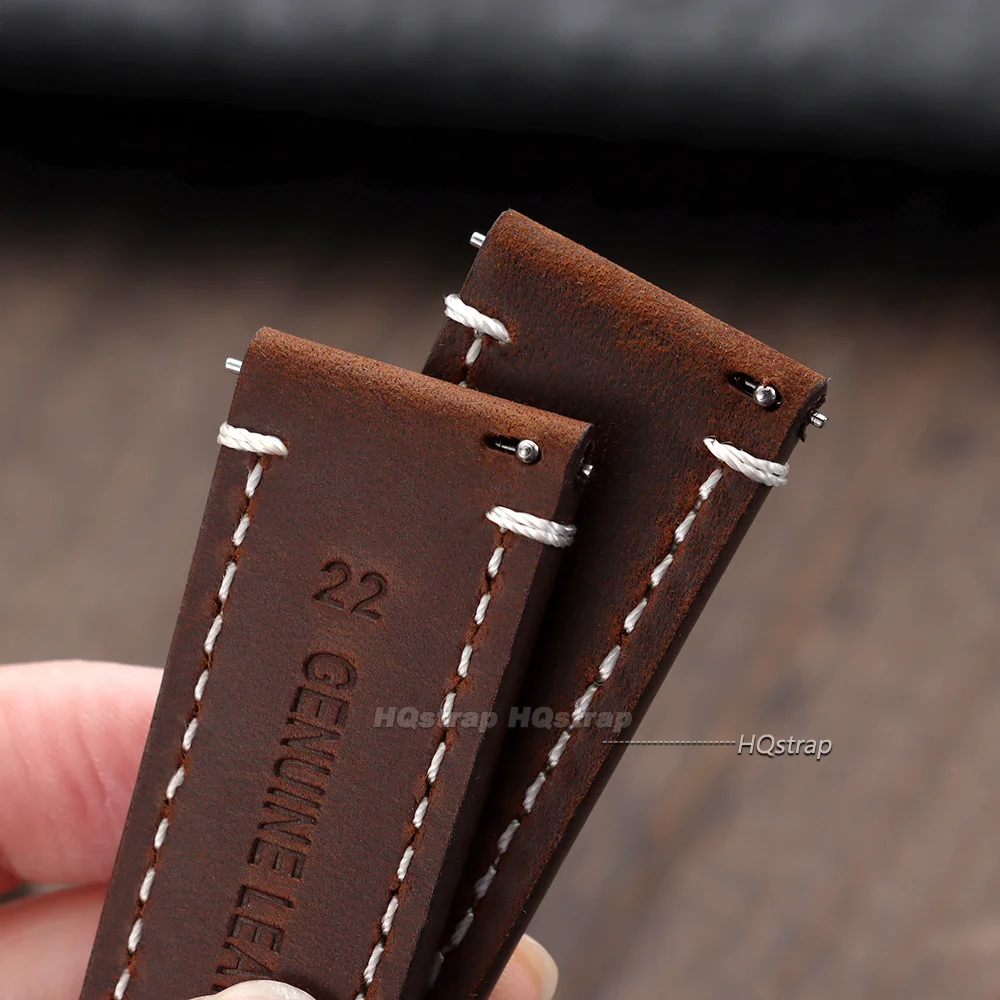 Vintage Leather Watch Strap with Butterfly Buckle - Premium Business Wristband Accessory