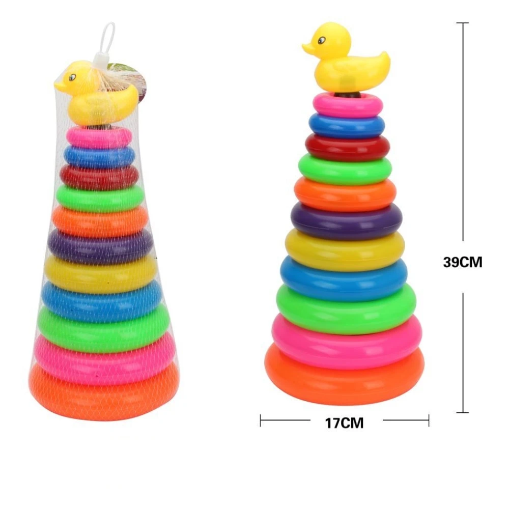 Rainbow Tower Baby Toys And Toddlers Early Educational Puzzle Game Stacking Duck Pyramid Color Cognition Montessori Kid Gifts