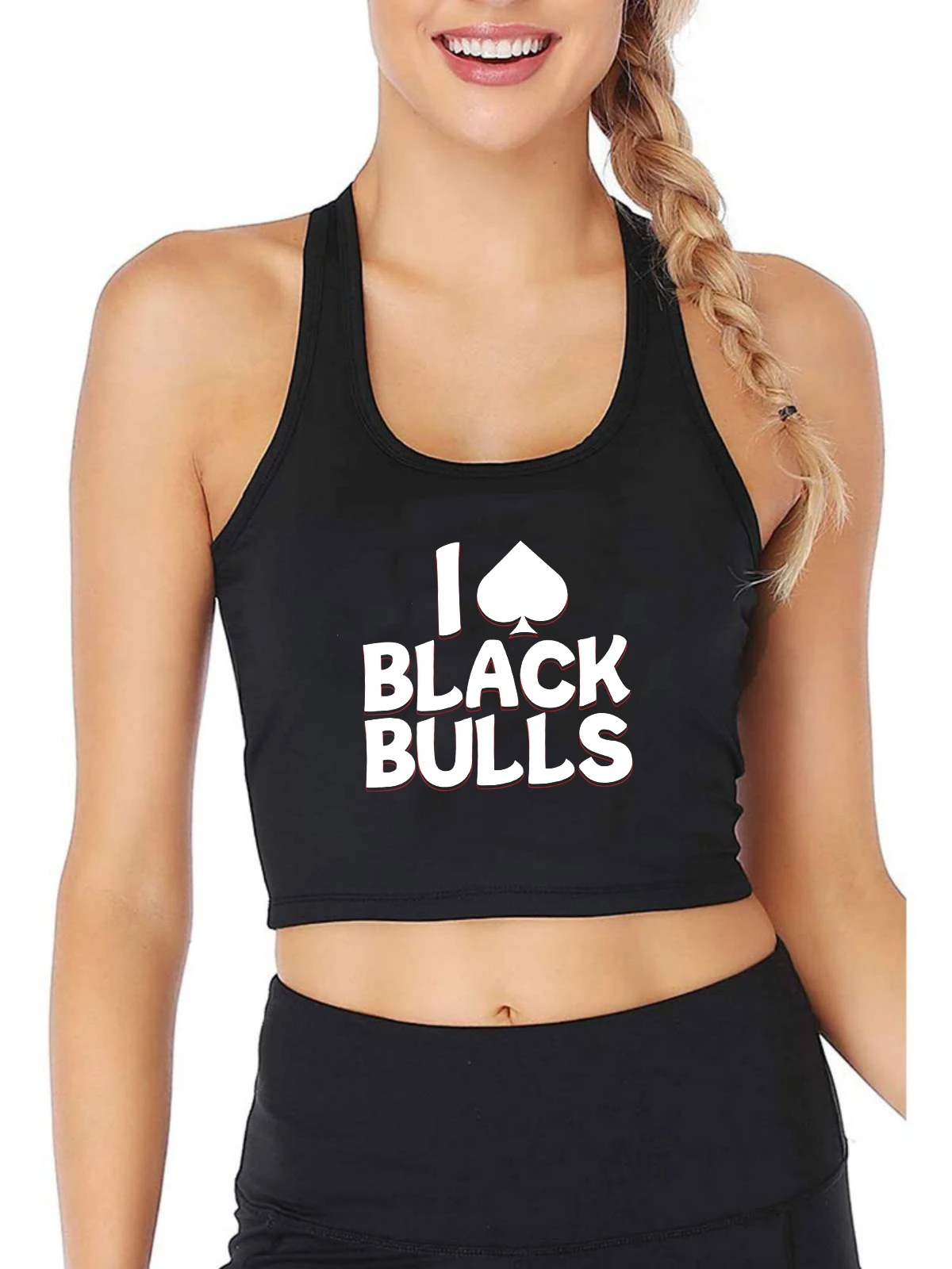 

I Love Black Bulls Design Sexy Slim Fit Crop Top Hot Wife Queen of Spades Tank Tops Swinger Humorous Flirting Camisole
