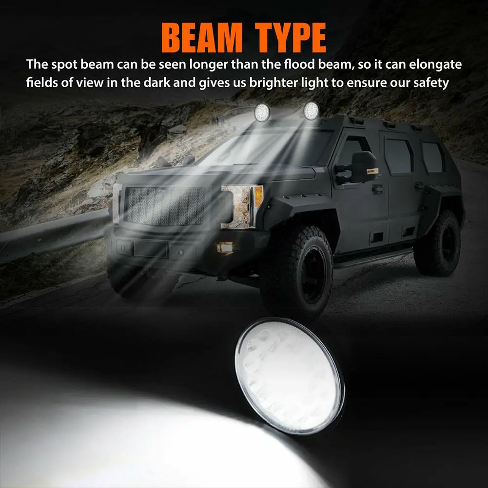 2Pcs 4.5-inch 99W Car LED Work Light 9V-36V Truck Headlight Round Spotlight Waterproof Lamp Modified Accessories