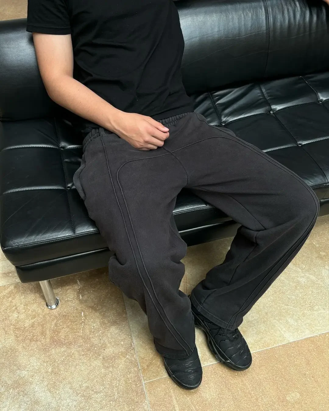 Y2K Streetwear Baggy Pants men women High Street Trendy Straight Casual Pants Harajuku Retro Splicing Oversized Sweatpants wide leg pants fashion pants fashionable wide leg pants
