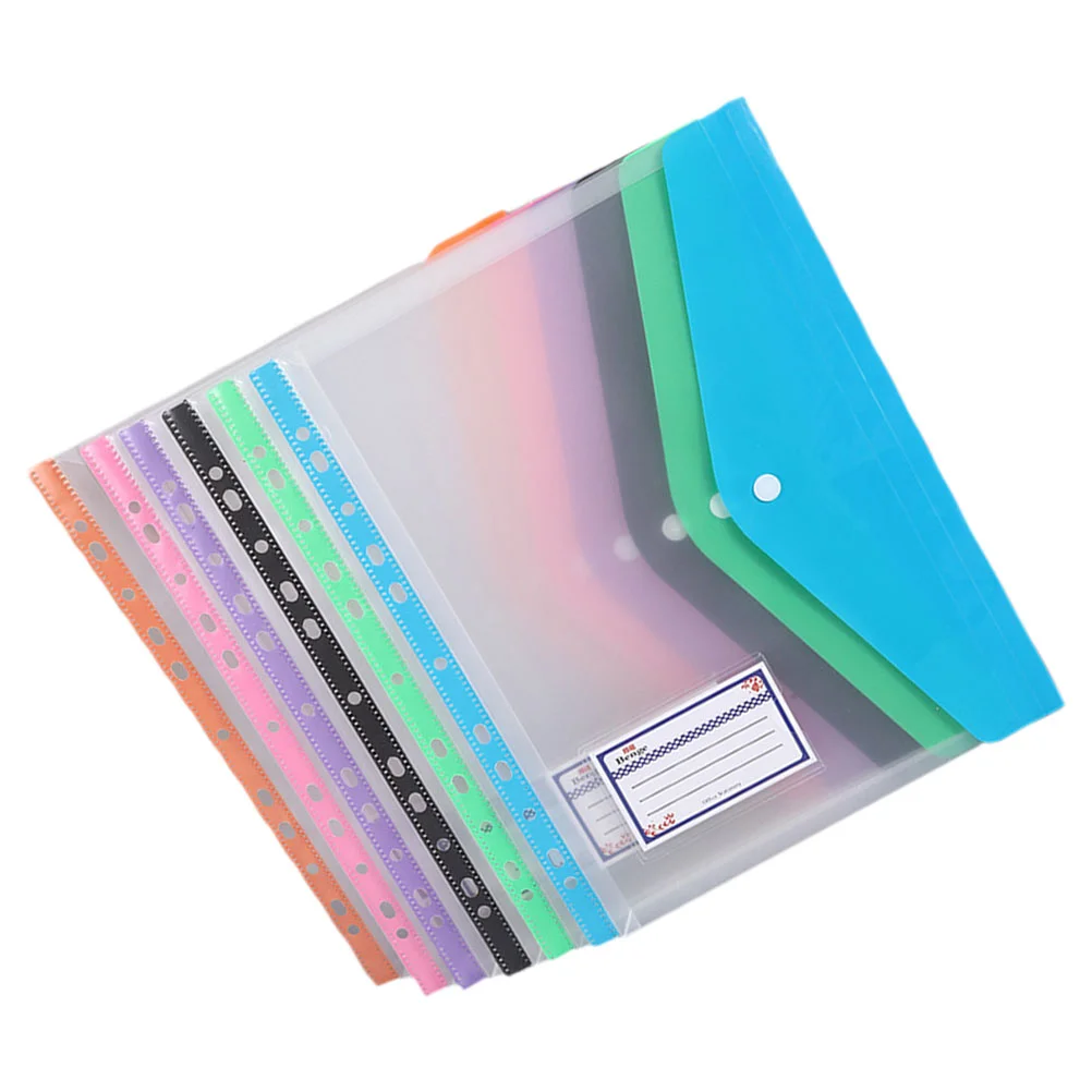 

6 Pcs Card Binder Snap Button File Bags Multipurpose Transparent Documents Pp Pockets Pouches Student Use Folders