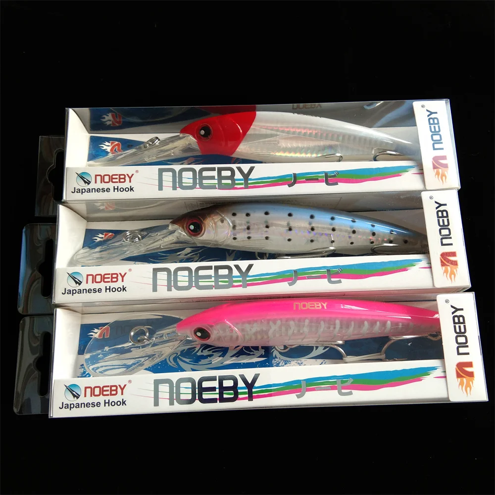 

NOEBY 3PCS Trolling Fishing Lure 140mm 52g Wobbler Slow Sinking Big Minnow Hard Bait for GT Tune Pesca