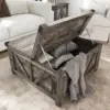 Farmhouse Lift Top Coffee Table with Storage, Wood Square Center Table with Charging Station&USB Ports, Home Office 6