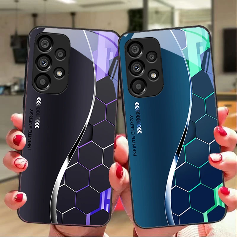 Sci-Fi Silver White Black Tempered Glass Phone Case - Hard Shell Design