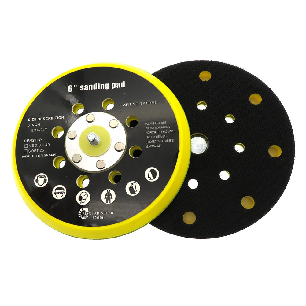 6 Inch 150mm 17 Holes Backing Pad Hook & Loop Sander Sanding Disc Flocking Plate Versatile Use Which Ensures Smooth Consistent
