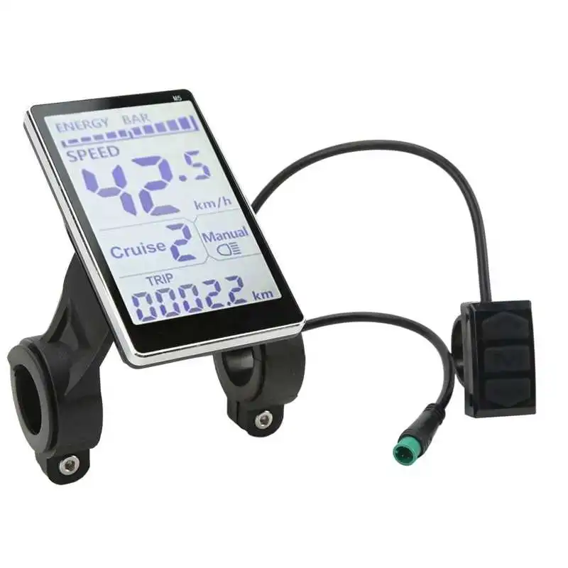 RiToEasysports Misuratore LCD Bici Elettrica, 5 Pin 24V 36V 48V 60V Schermo Pannello LCD Universale E Scooter M5 per Bici Elettriche 31,8 22,2 Mm