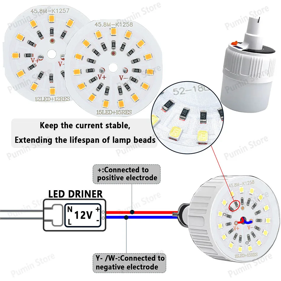 Description Picture 4 of item10pcs LED 2835 Lamp Bead DC12V 17W 21W LED Bulb Lamp Circular Warm White For Mobile Light Accessory Light Board