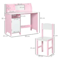 Homcom Bureau d'enfant en bois avec chaise et table avec organisateur et tableau blanc pour +5 ans 90X45X85 cm Gris 5