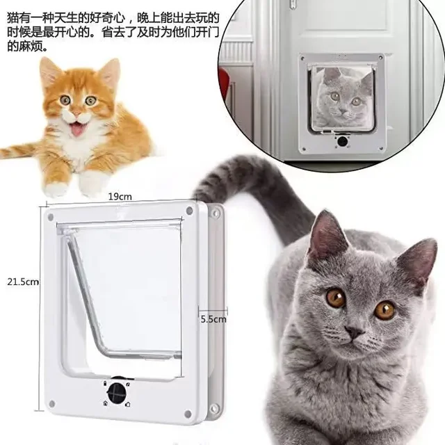 2629330105003+3 Dog Cat Flap   Way Security Lock Flap Door for Cats Kitten ABS Plastic Small Pet Gate Door Kit Cat 2