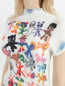 تي شيرت نسائي Harajuku كوري Y2k جرافيك مطبوع بأكمام قصيرة تي شيرت علوي ملابس عصرية عتيقة ملابس الشارع الشهير تي شيرت صيفي برقبة دائرية 6