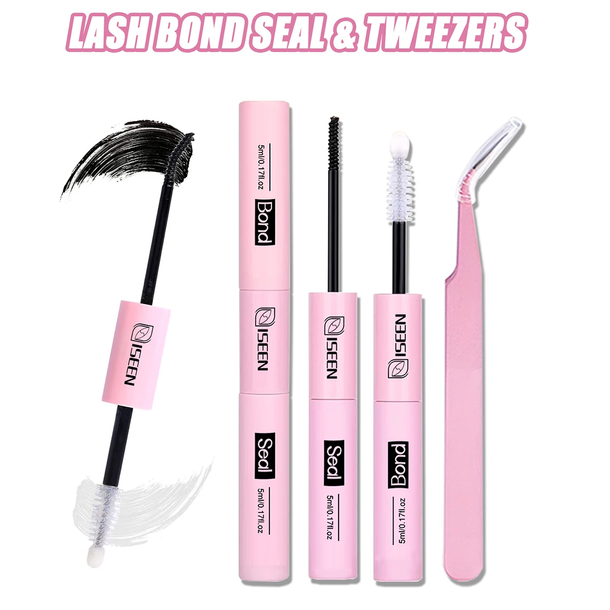 Eyelash Bond & Seal 10ml  Eyelash Glue Remover 5ml Eyelash Curler Eyelash Brush Tweezer Kit Makeup 2