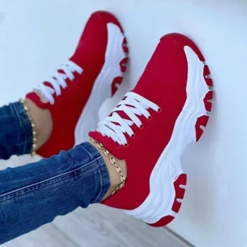 Women Vulcanized Shoes Platform Shoes for Women 2025 Solid Color Suede Womens Sneakers Comfortable Casual Zapatillas Footwear 1