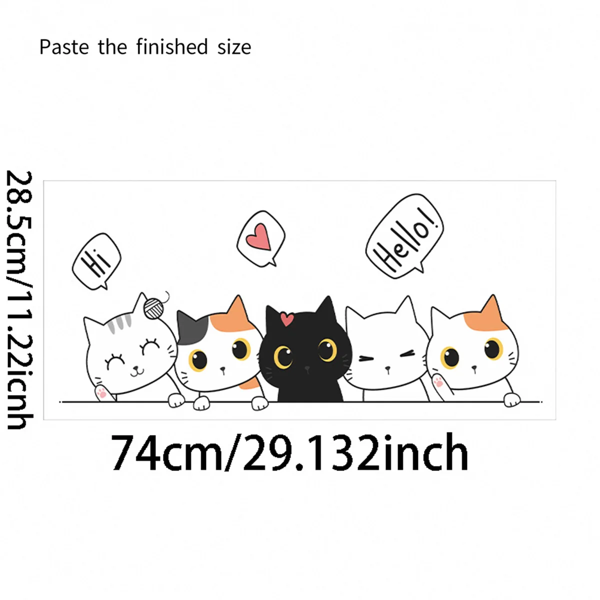 1PC  Sartoon Cute Cat Stickers For Decorating Bedroom Wardrobe Doors, With Waterproof Self-adhesive Stickers - 5