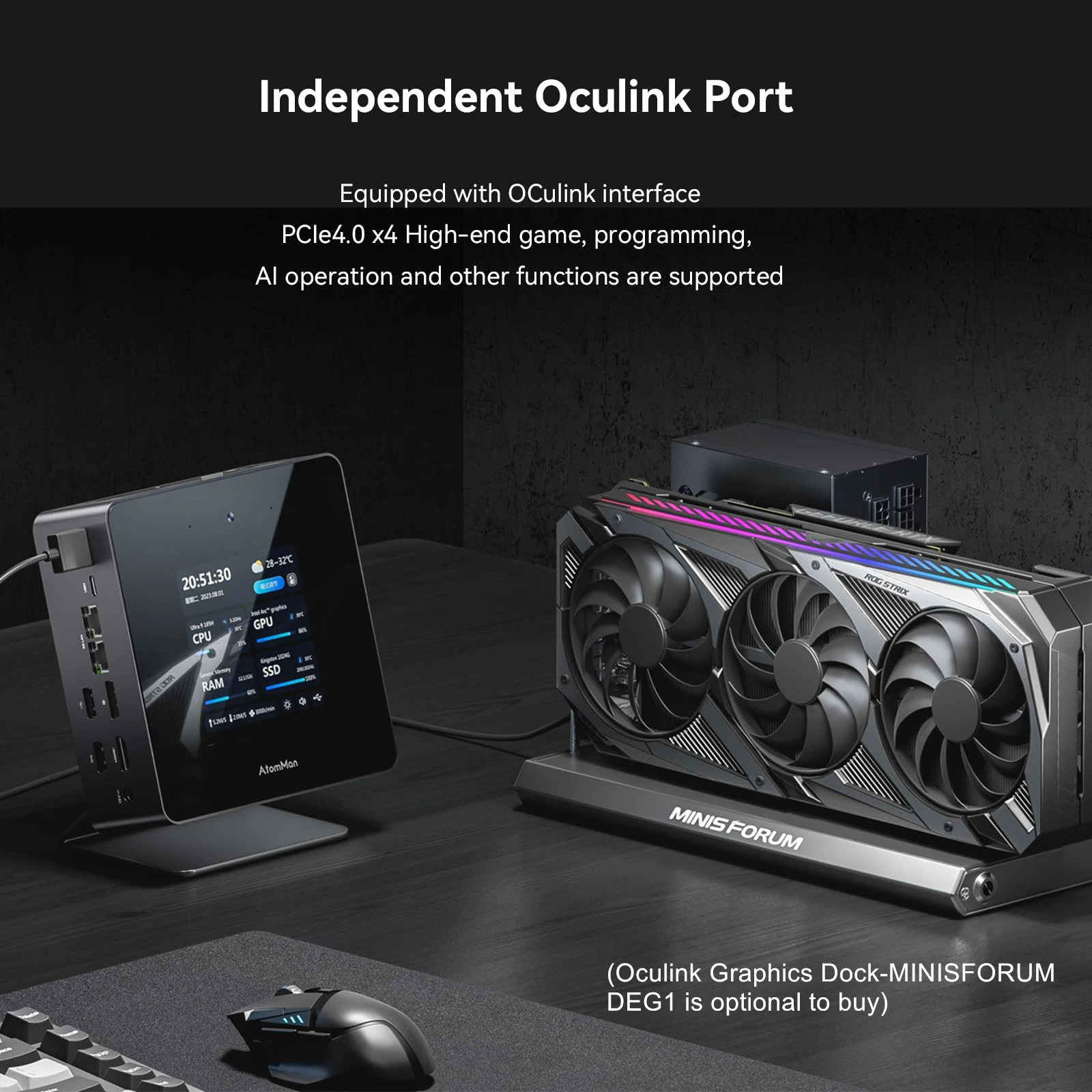 AtomMan Mini PC X7 Ti Intel Ultra 9-185H 4-calowy ekran 2