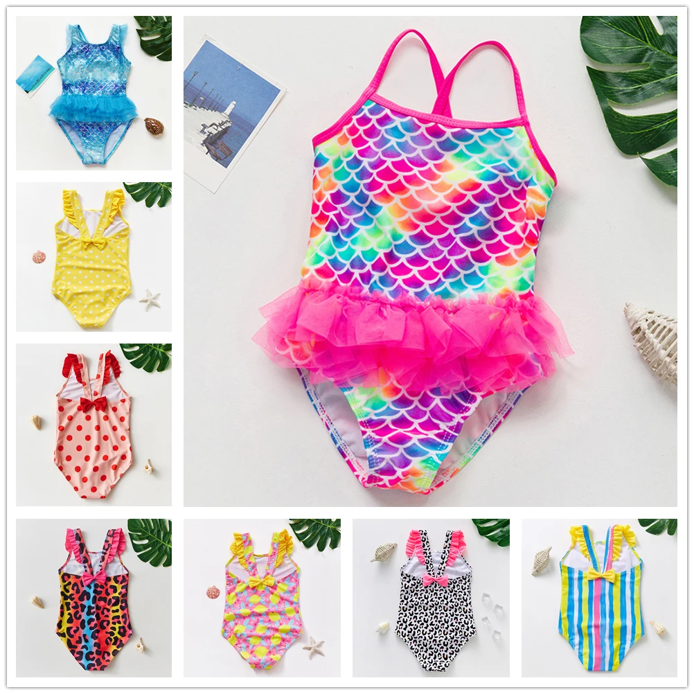 2-12Y Girls swimwear New Girls swimsuit one piece Children Swimwear Swimsuit for girl Teenager Kids Beachewear-ST9030MIX