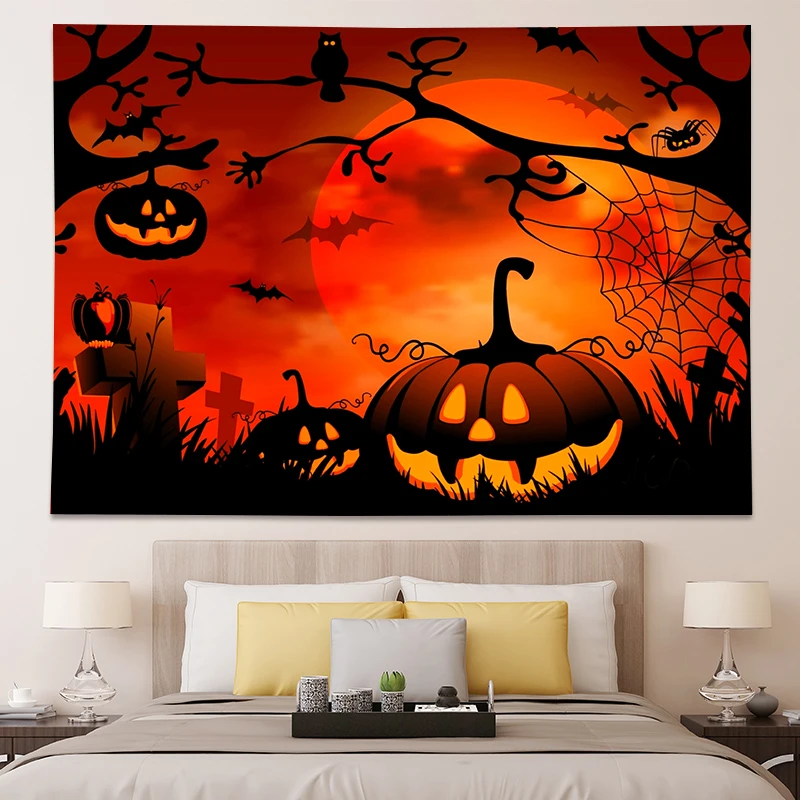 Halloween Decoration Tapestry Occult Pumpkin Haunted House Witch Aesthetic  Room Decor Tapestry Wall Hanging Wall Decor Mural - Tapestry - AliExpress