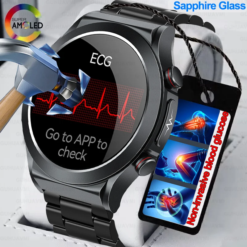 

2023 New Sapphire Glass Laser Pulse Therapy Smartwatch Men ECG+PPG Blood Glucose Uric Acid Lipid Risk Assessment smart Watches