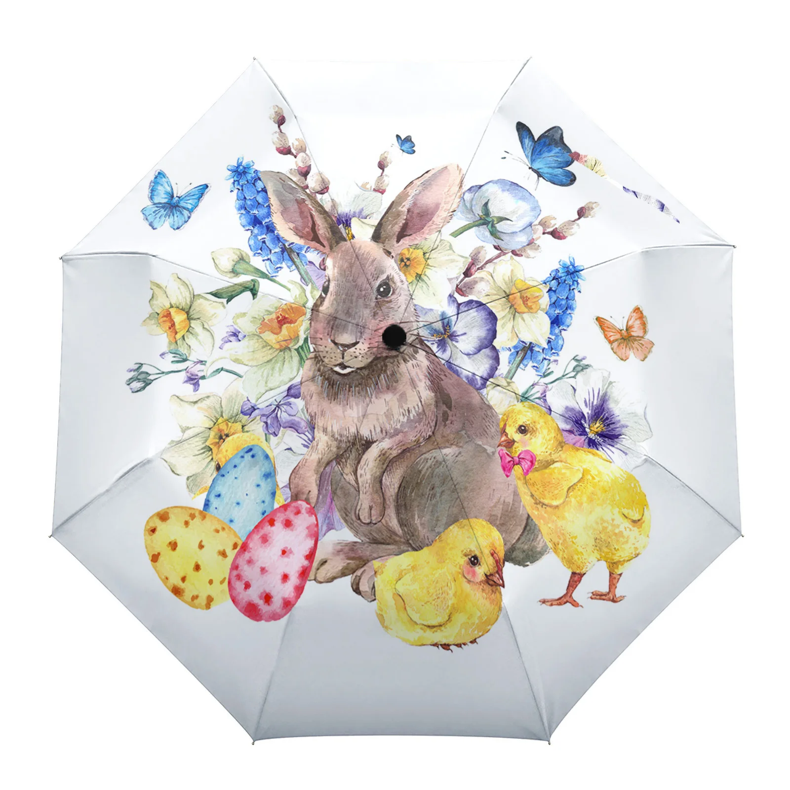 Easter Bunny Egg Flower Butterfly Ombrello Parasole Grande Completamente Automatico Ombrello Pieghevole A Otto Fili Per Ombrello Da Pioggia Per Adulti