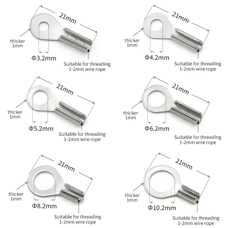 Nueva unidad de extensión de Terminal de conexión OT de acero inoxidable 304, capacidad de carga alta, espesor del Cable 1mm/1,2mm/1,5mm/2mm 3