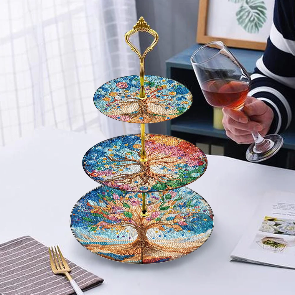 3 Tier Butterfly Home Organizer Rack DIY Diamond Kits Crystal Display Rack Kit 5D DIY Shelf Art Craft Set for Bedroom Bathroom