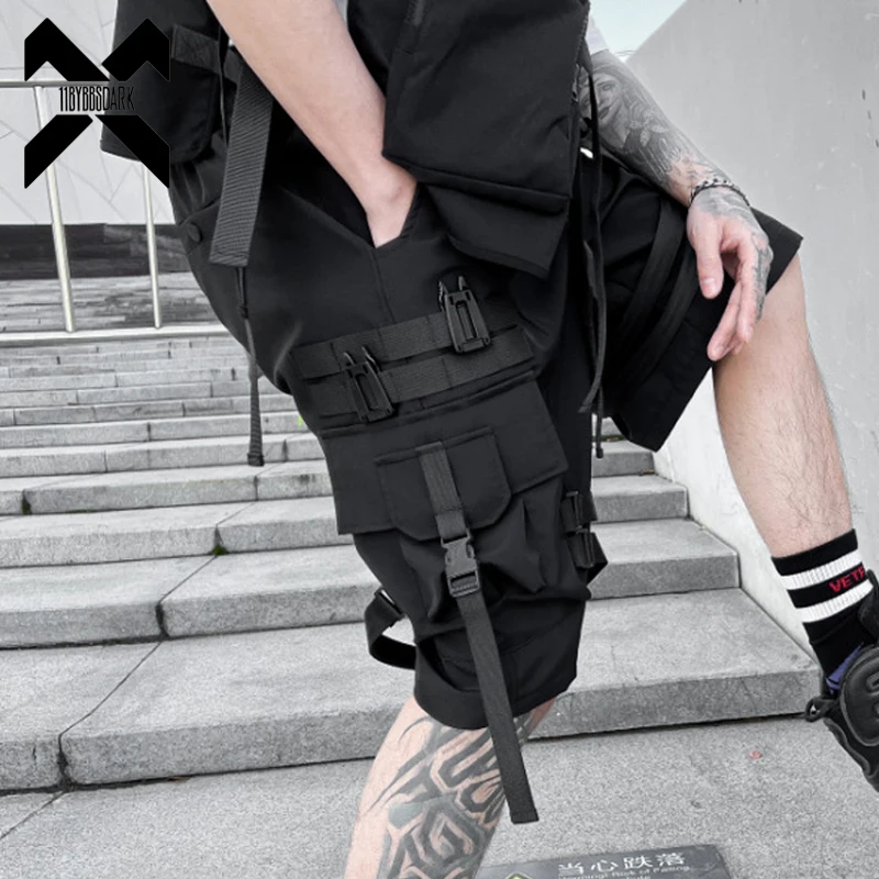 Men Tactical Cargo Shorts Summer Fashion Functional Multi Pockets Shorts Techwear Hip Hop Streetwear Knee Length Pants