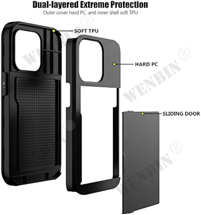 Heavy Duty Slim Wallet Phone Case with Hidden Card Slot and Dual-Layer Shockproof Protection