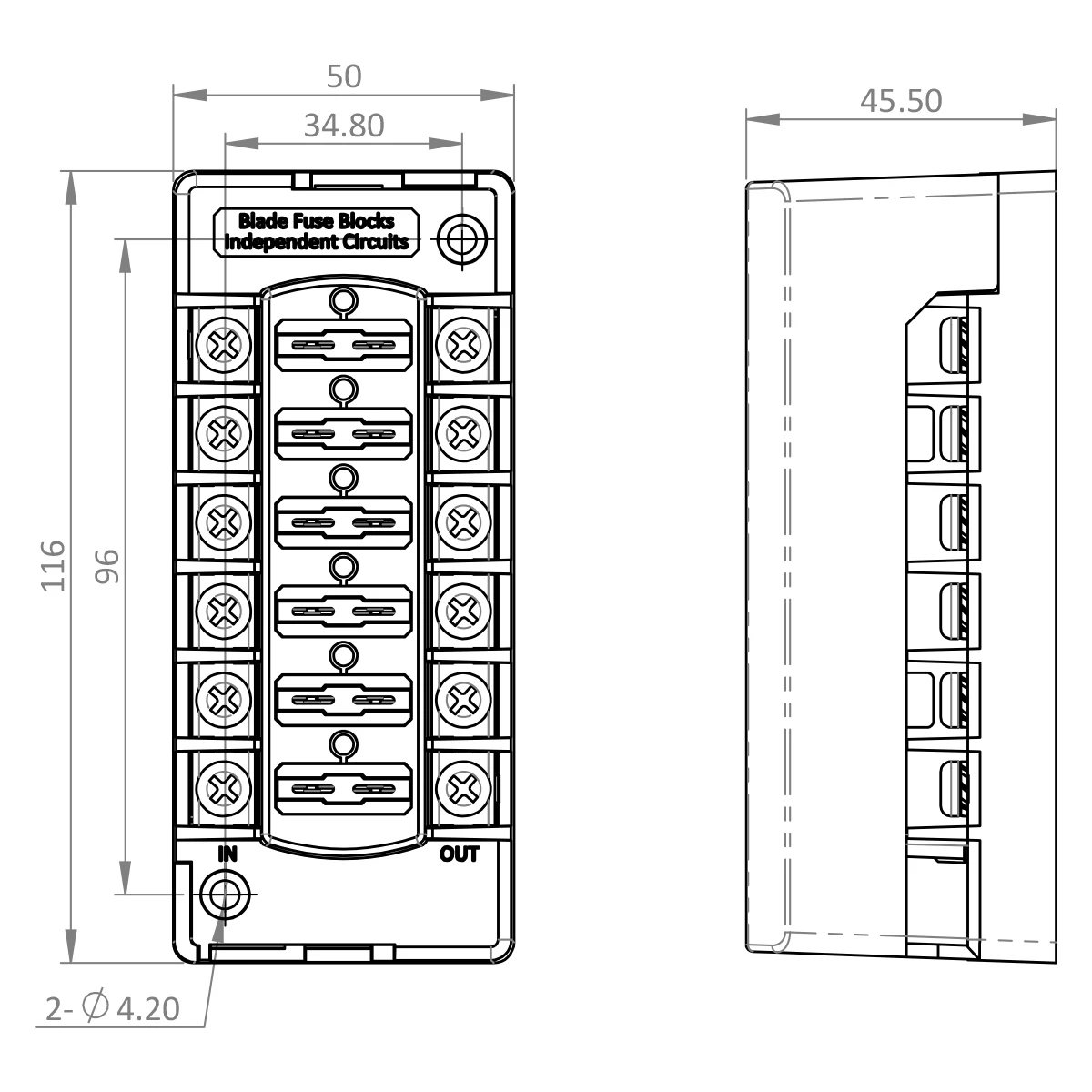 Mini Car Fuse Car Boat 6 Way Bracket Fuse 12v 24v Blade Modified Medium Fuse Box Terminal Block with LED Warning Light 2