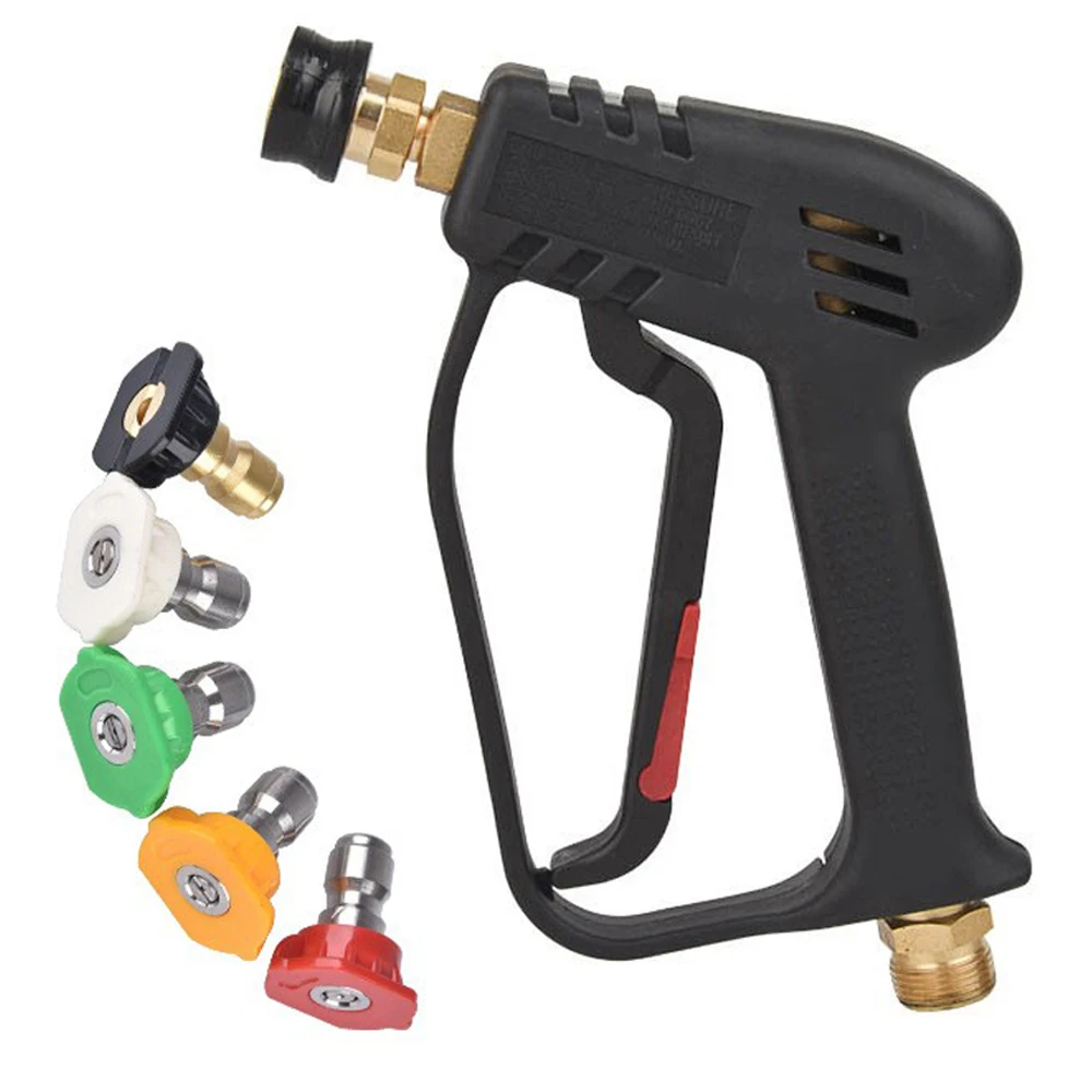 

4000psi High Pressure Car Wash Pure Copper Water Gun Water Gun Head 1/4 Tail M22/14 with Five-color Nozzle