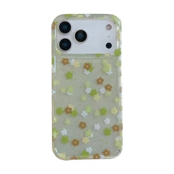 Charming Spring Floral Glitter Phone Case - Lovely Sequin Flower Design, Shockproof and Soft Cover - iPhone 15 (01)