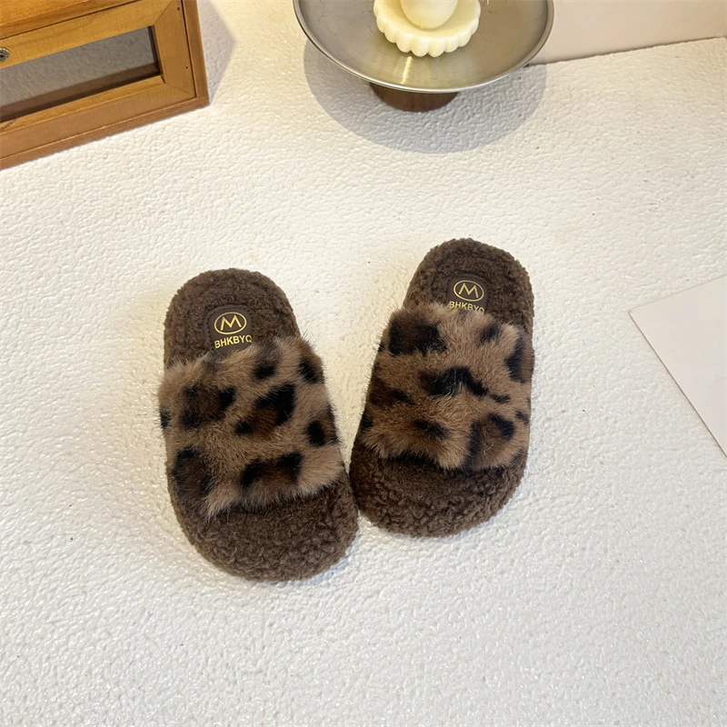 Cotton Winter Slippers for Kids Girls Soft Open Toe