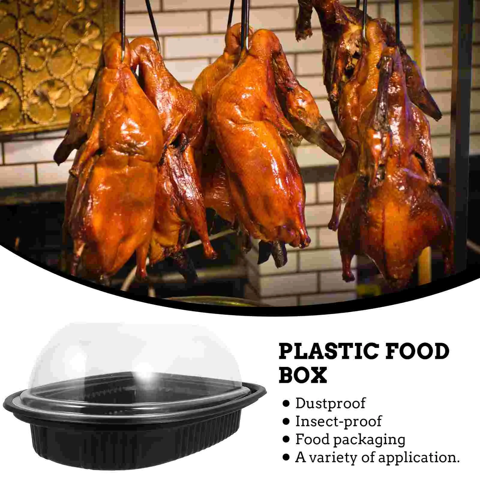 100pcs Roast Chicken Boxes Food Grade Safe Material Heat Resistant Disposable Containers Takeaway Boxes Party Food Plastic