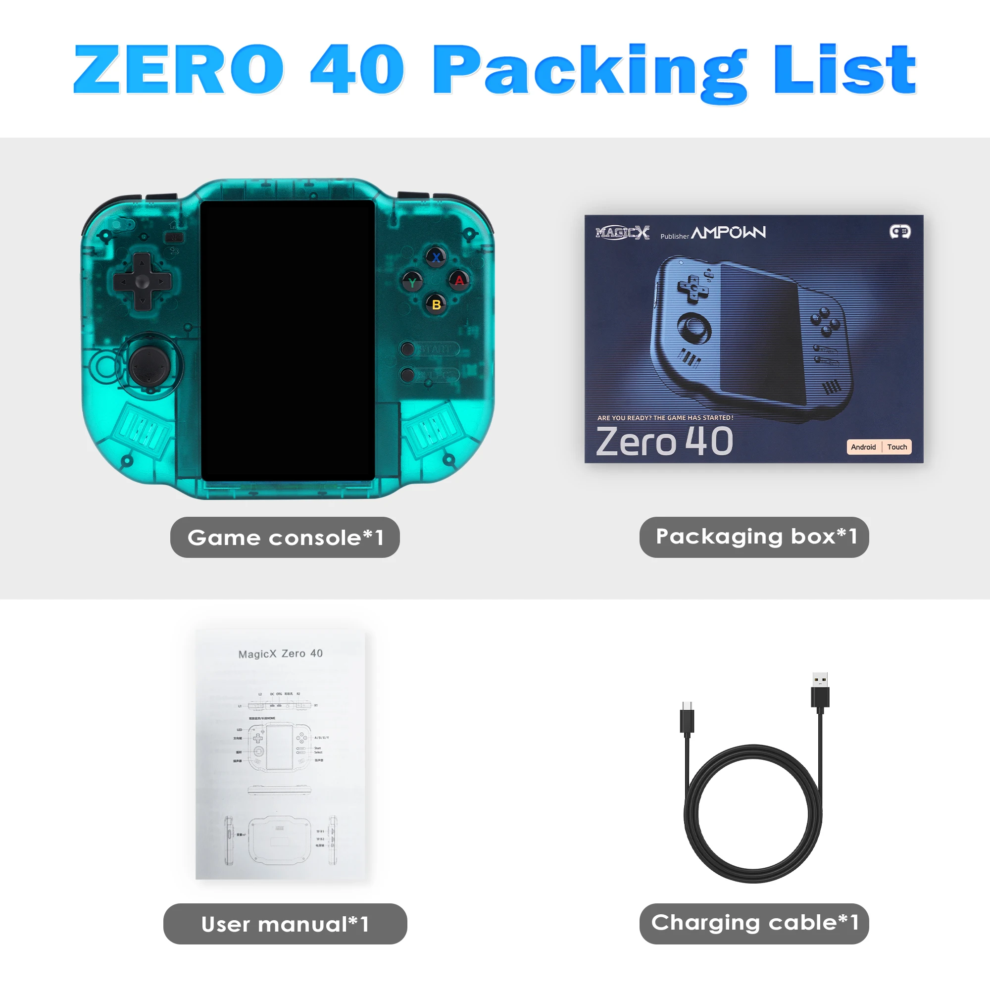 その他 AMPOWN MagicX Mini Zero 40 AMPOWN MagicX Mini Zero 40 Handheld Game Players Consoles