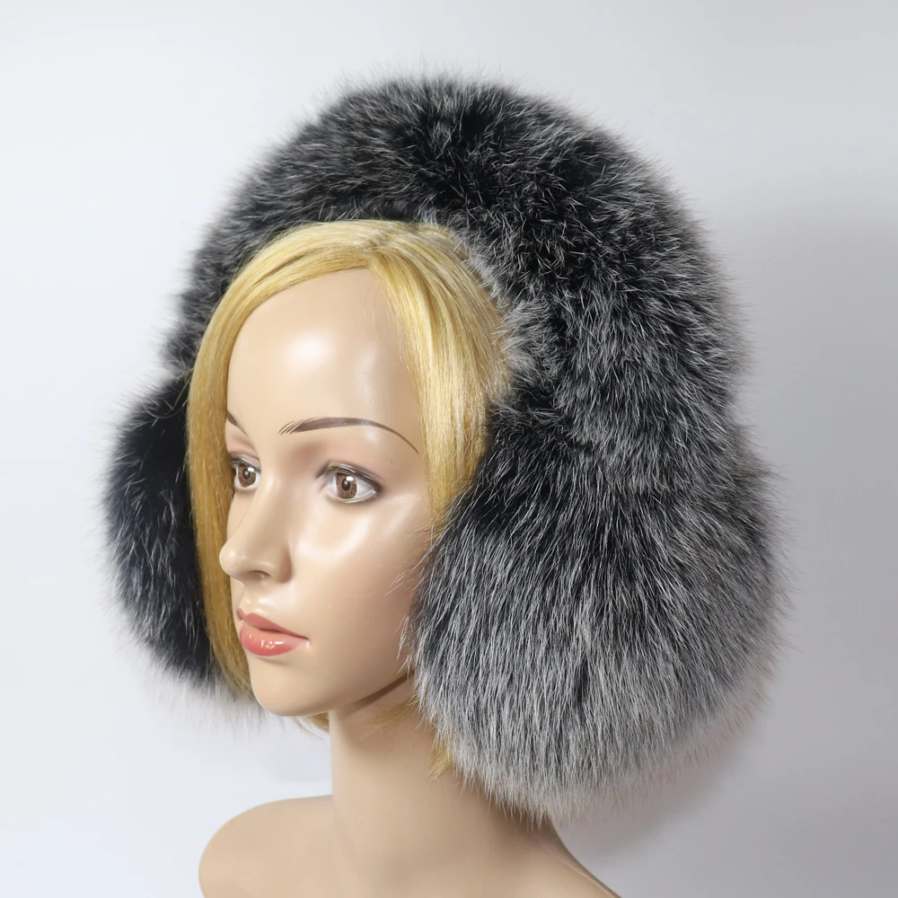 Real Fox Fur Earmuffs For Winter Women Warm Natural Fox Fur Earmuffs Girls Ear Warmer Genuine Scarves Plush Ear Muff