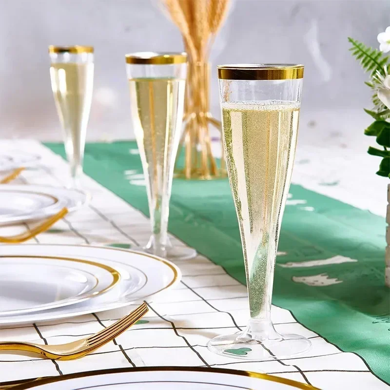 5Oz Clear Plastic Champagne Flutes Disposable Sparkling Bar Cups Toasting Wedding Party Wine Cup 25pcs plastic cups plastic champagne flutes