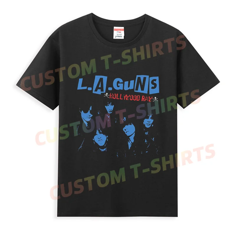 

2024 Hot Sale Summer 100% Cotton Vintage La Guns Band Music Concert Tour T Shirt Men Short Sleeves Hip Hop Streetwear T-shirt