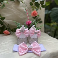 Dollbling 4 Seasons Girl 0-4 Years Gracefule Pink Butterfly Knot Prewalk Indoor Soft-Sole Shoes for Christening or Baby Shower 1
