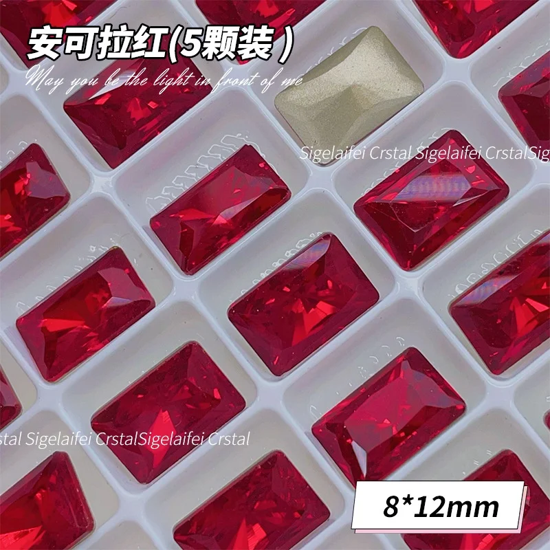 K9-Kristall, 8 x 12 mm, rechteckige Diamanten, strahlend geschnittene Facetten, Edelsteine mit spitzem Boden, verwendet für Ohrringe, Halsketten, Nagelschmuck-Zubehör – Detail 7