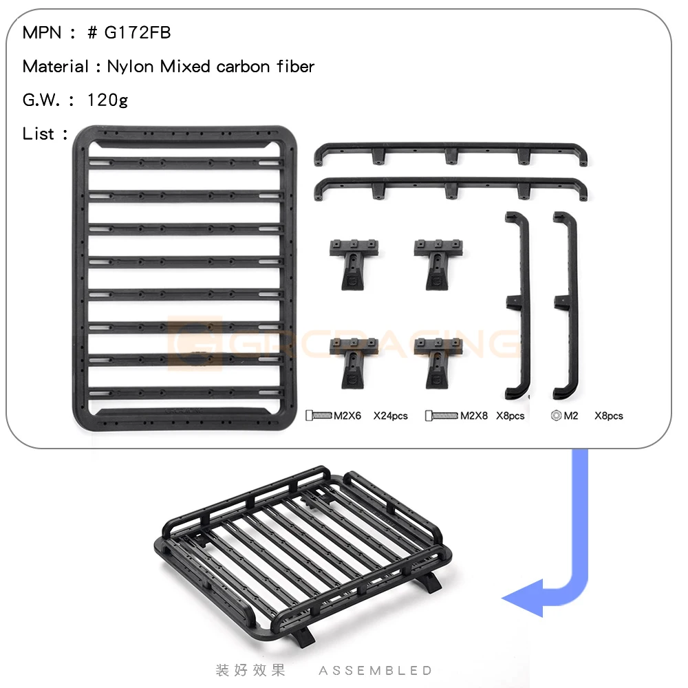 Porte-bagages de toit RC 1:10 TRX-4 SCX10 - Plateau de chargement multifonction