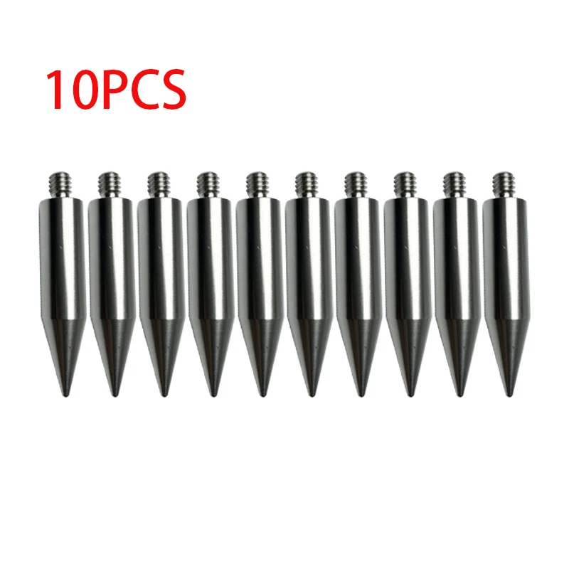 

10pcs Reliable Quality Replacement 50MM Length Mini Pole Point Tip For Mini Prism 1/4" Thread Stainless Steel