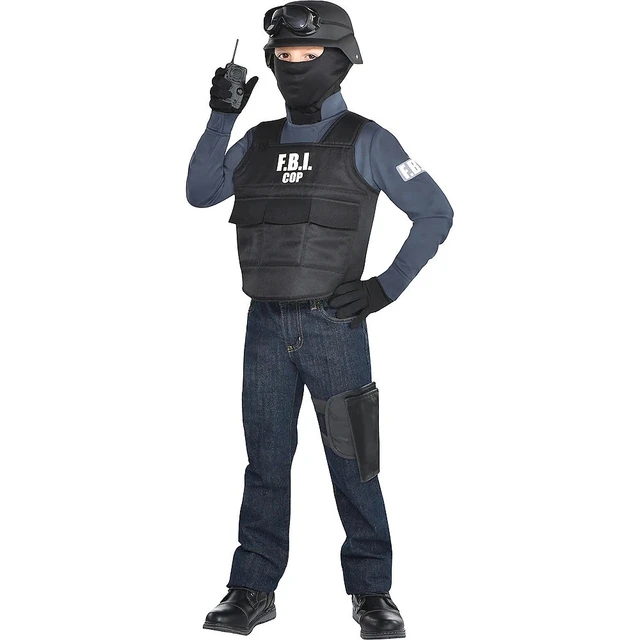 Kinder FBI SWAT Anzüge Cosplay Kleidung Halloween Weihnachten Karneval  Geburtstag Geschenk Mini Kugelsichere Weste Helm SWAT Anzug - AliExpress
