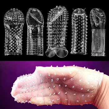 5 Pcs Silicone Penis Case Covers Lengthen Delay Sex Products Finger Cock Ring Set Adult Sex Condoms For Men Longer Lasting 3